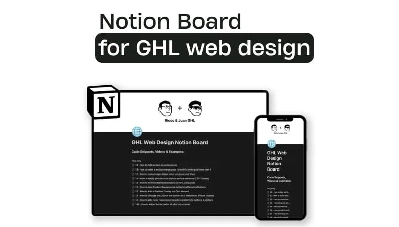 Ricco & Juan – Notion Board for GHL Web Design
